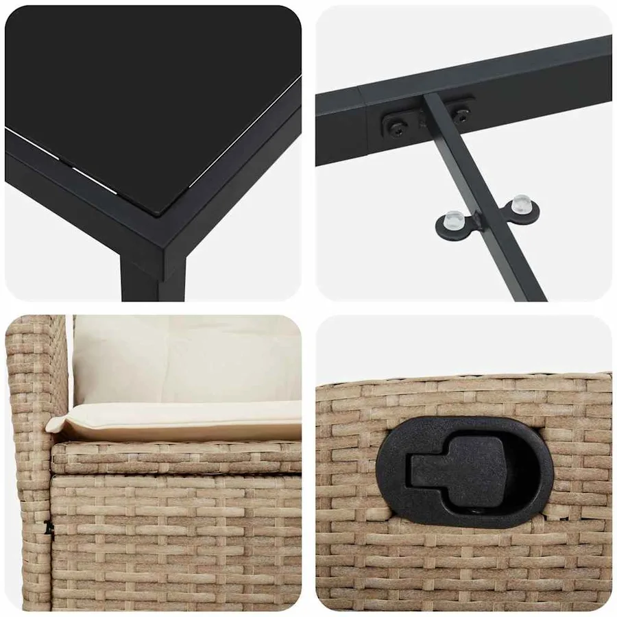 Ensemble de salle à manger pour jardin 3 pcs Beige polyrotin - 9