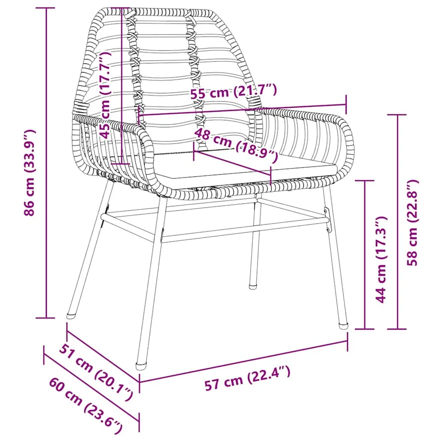 Ensemble de salle à manger pour jardin 5 pcs Marron polyrotin - 10