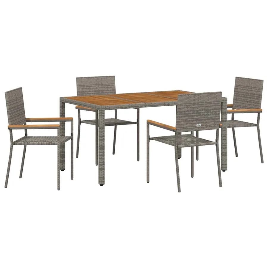Ensemble de salle à manger pour jardin 5 pcs Gris polyrotin - 2