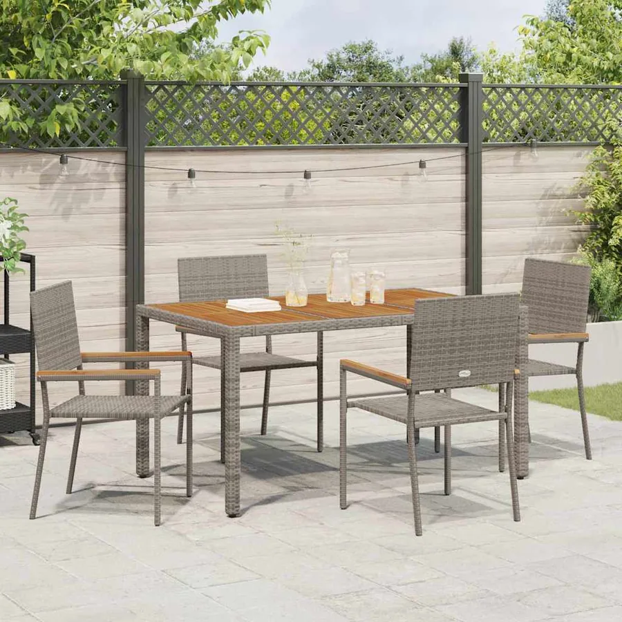 Ensemble de salle à manger pour jardin 5 pcs Gris polyrotin - 4
