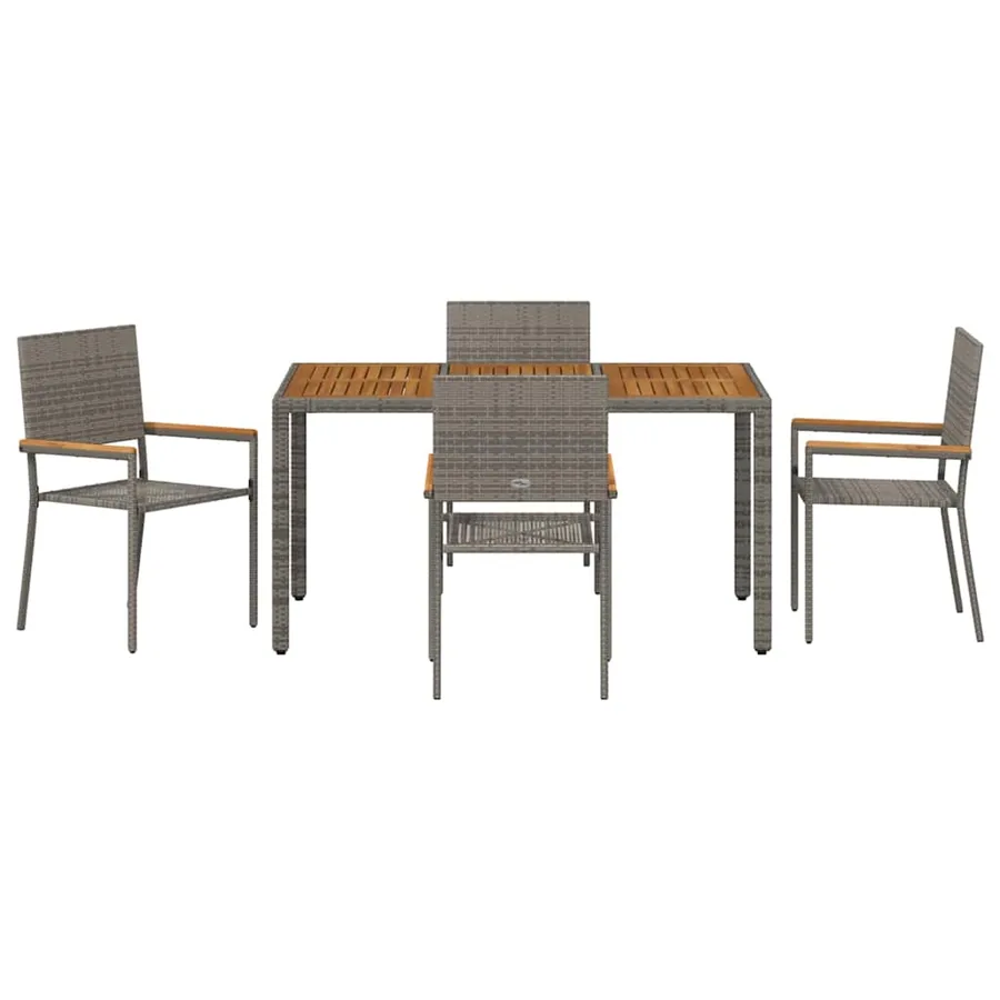 Ensemble de salle à manger pour jardin 5 pcs Gris polyrotin - 7