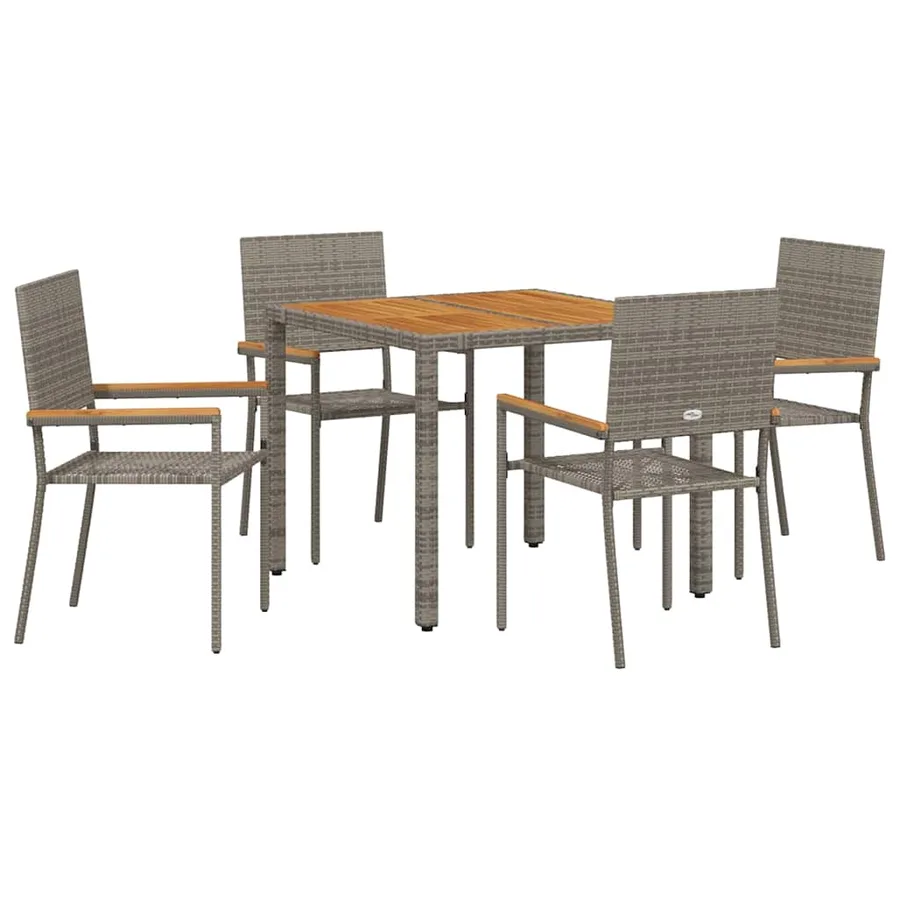 Ensemble de salle à manger pour jardin 5 pcs Gris polyrotin - 2