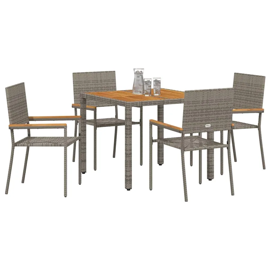 Ensemble de salle à manger pour jardin 5 pcs Gris polyrotin - 3