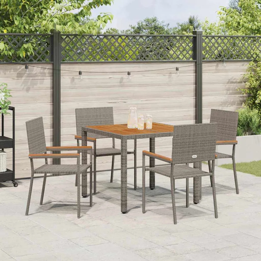 Ensemble de salle à manger pour jardin 5 pcs Gris polyrotin - 4