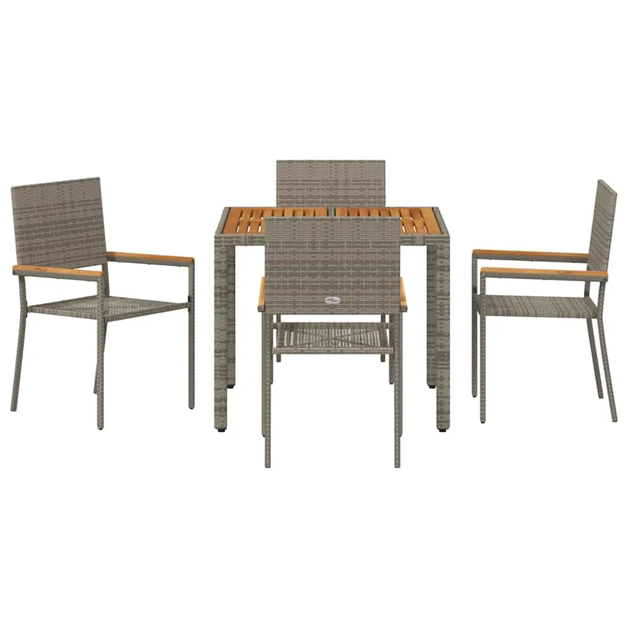 Ensemble de salle à manger pour jardin 5 pcs Gris polyrotin - 7