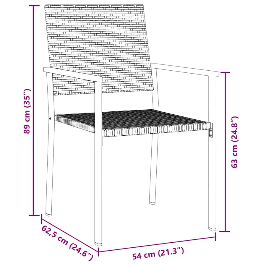 Ensemble de salle à manger pour jardin 3 pcs Noir Rotin PE - 8
