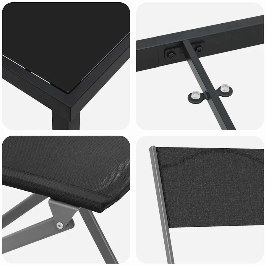 Ensemble de salle à manger pour jardin 5 pcs Noir - 9