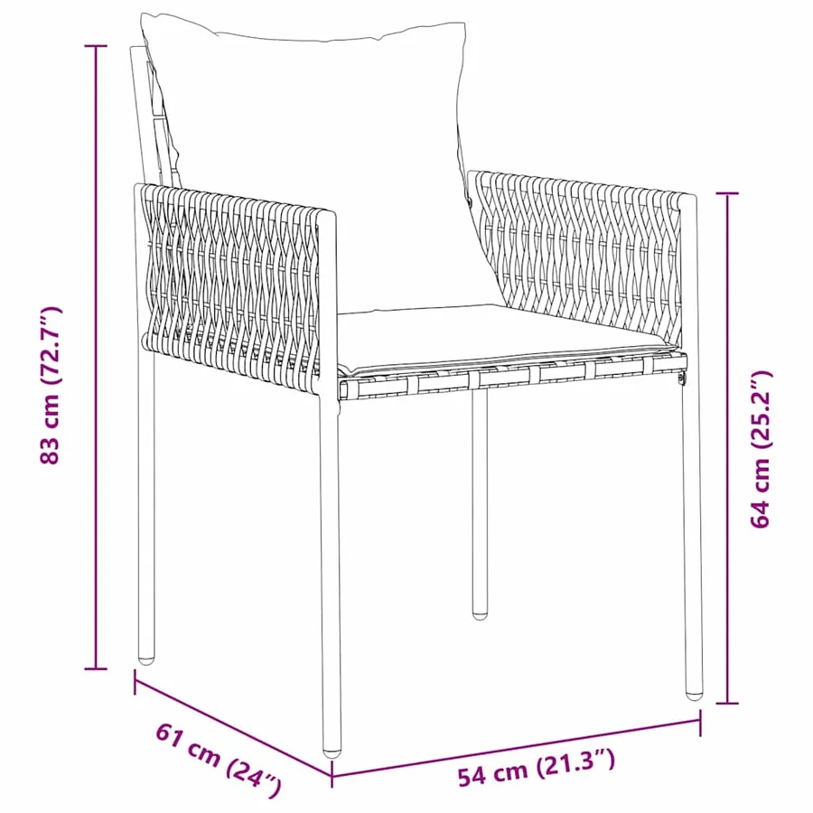 Ensemble de salle à manger pour jardin 3 pcs Marron et Noir - 10