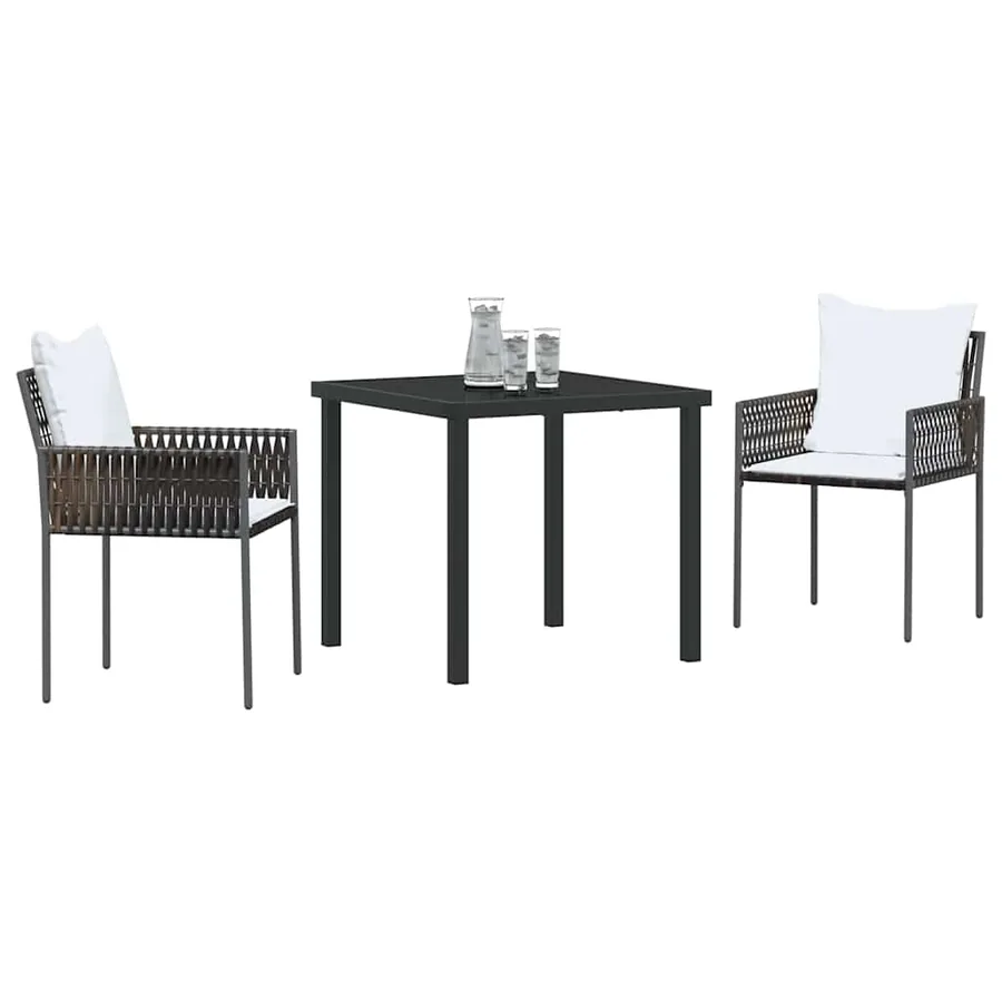 Ensemble de salle à manger pour jardin 3 pcs Marron et Noir - 3