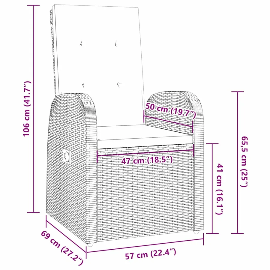 Ensemble de salle à manger pour jardin 5 pcs Gris polyrotin - 8