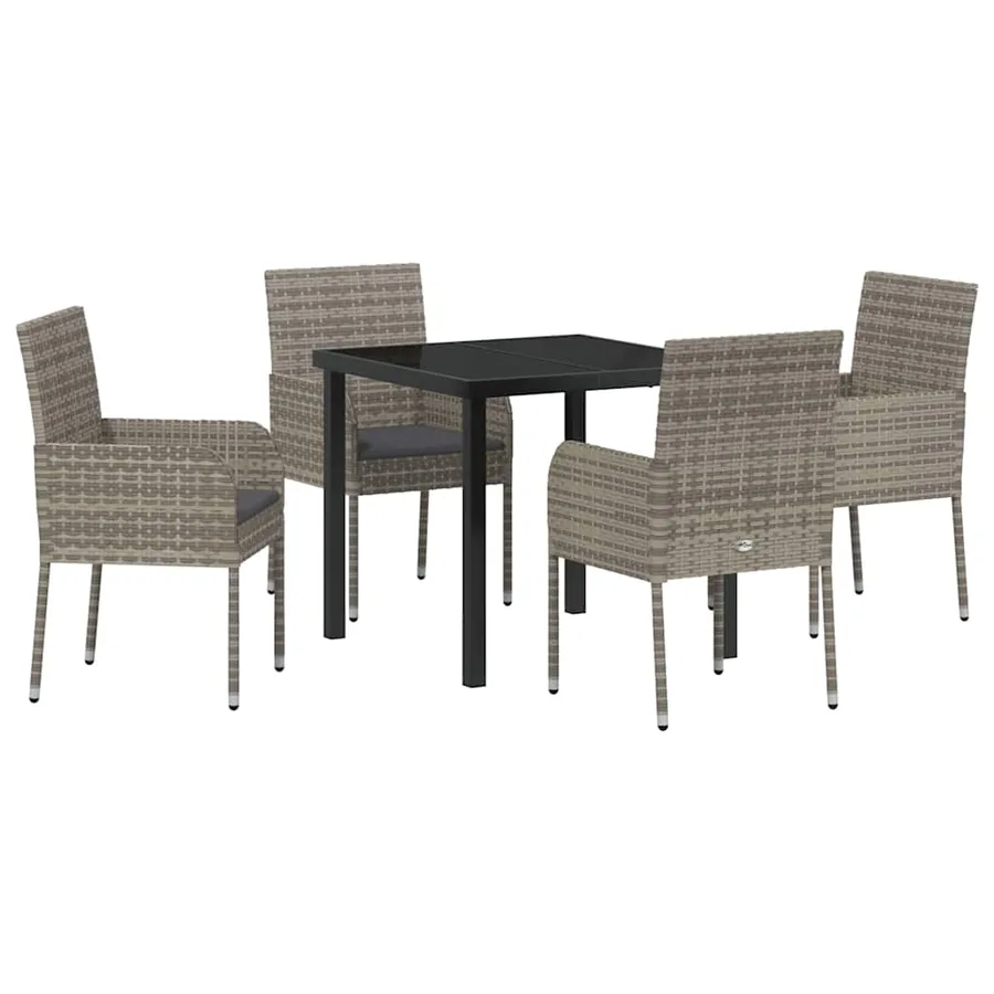 Ensemble de salle à manger pour jardin 5 pcs Gris polyrotin - 2