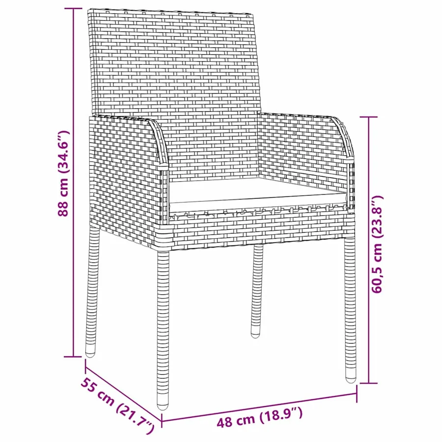 Ensemble de salle à manger pour jardin 5 pcs Gris polyrotin - 8