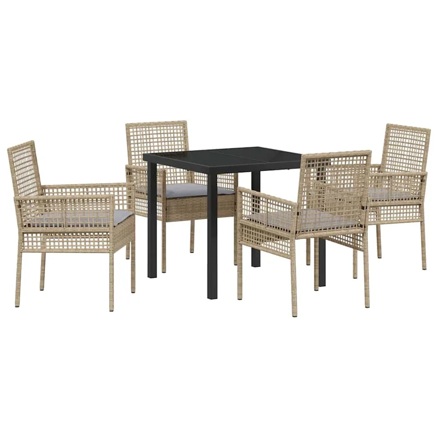Ensemble de salle à manger pour jardin 5 pcs Beige polyrotin - 2