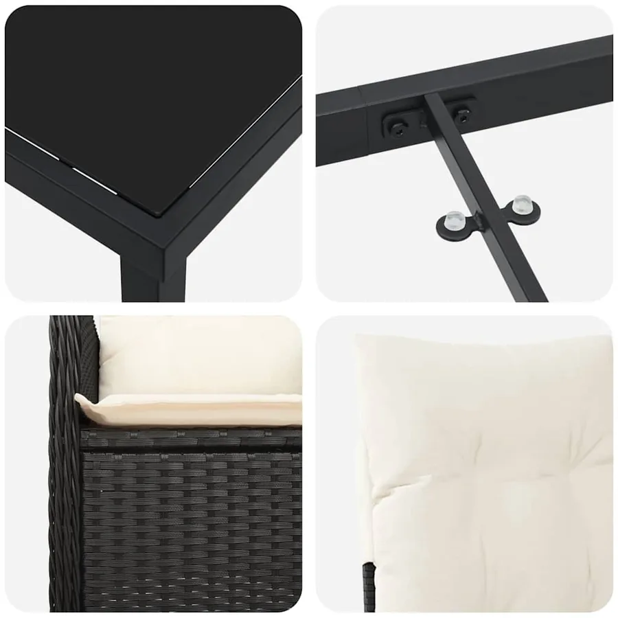 Ensemble de salle à manger pour jardin 5 pcs Noir polyrotin - 9