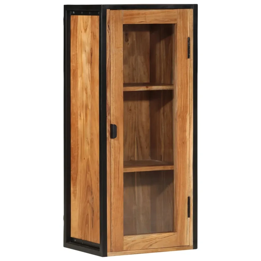 Armoire de salle de bain murale bois massif d'acacia et fer - 9