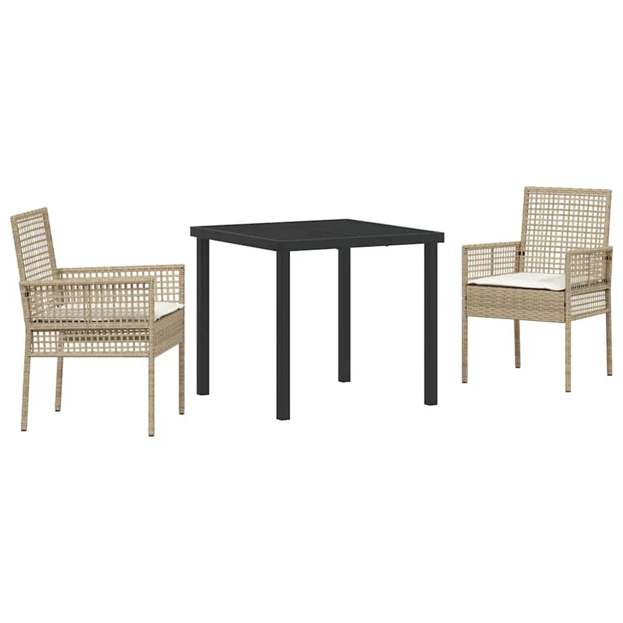 Ensemble de salle à manger pour jardin 3 pcs Beige polyrotin - 2