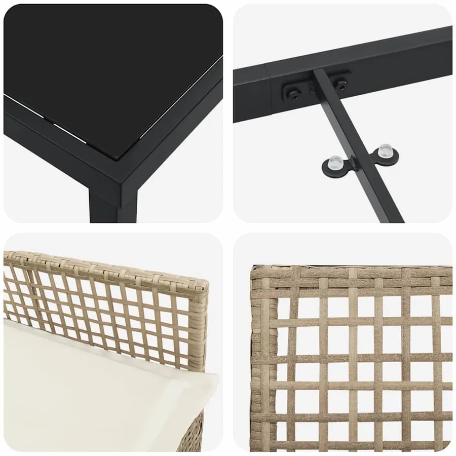 Ensemble de salle à manger pour jardin 3 pcs Beige polyrotin - 9