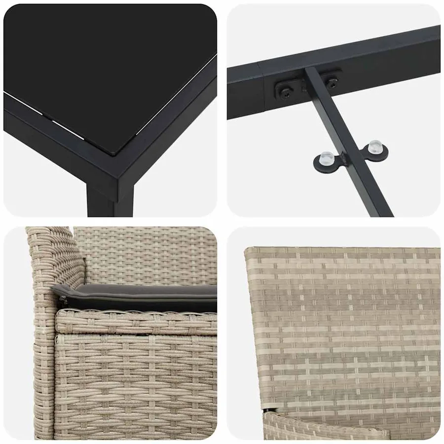 Ensemble de salle à manger pour jardin 3 pcs Gris clair - 9