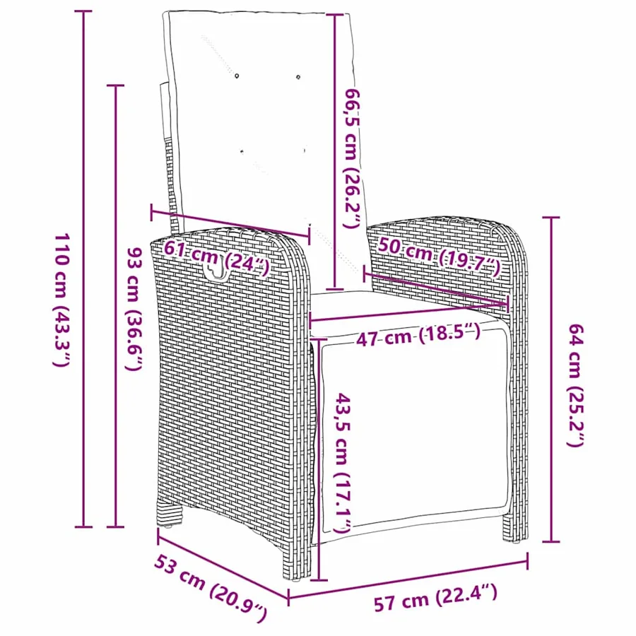 Ensemble de salle à manger pour jardin 5 pcs Noir polyrotin - 8