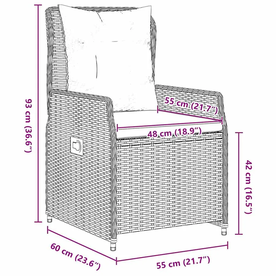 Ensemble de salle à manger pour jardin 3 pcs Noir polyrotin - 10