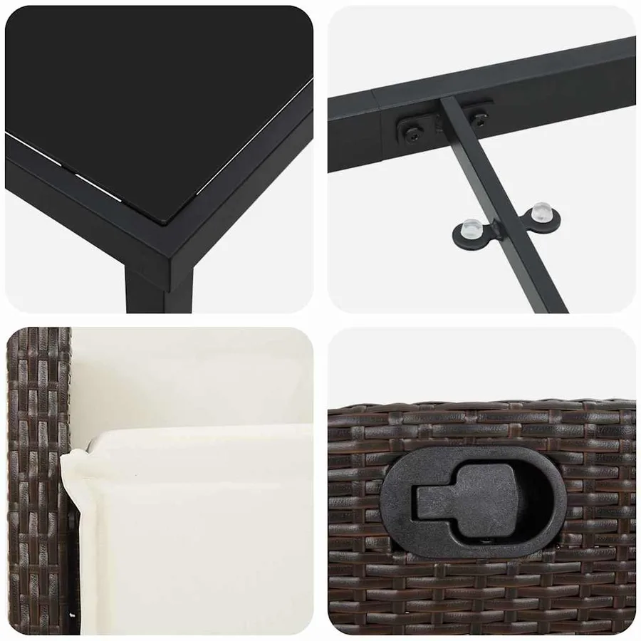 Ensemble de salle à manger pour jardin 3 pcs Marron polyrotin - 9