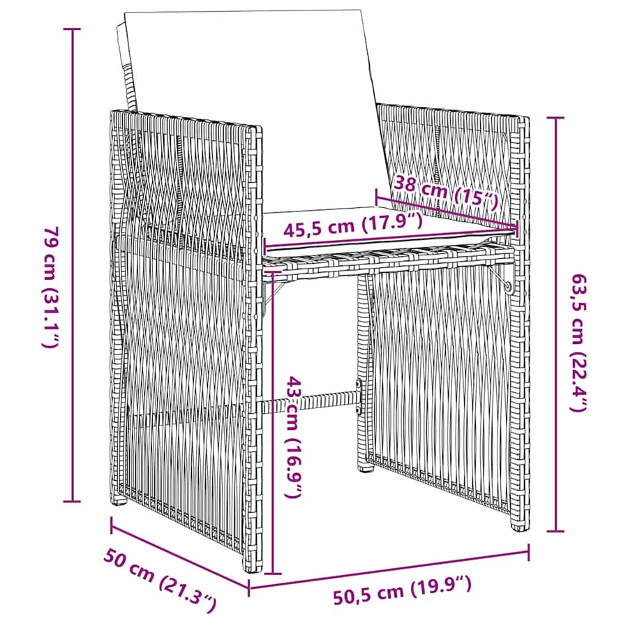 Ensemble de salle à manger pour jardin 5 pcs Noir polyrotin - 10