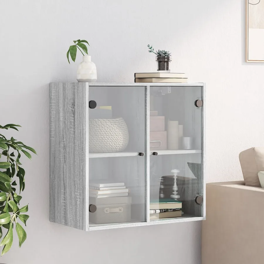 Armoire murale avec portes en verre sonoma gris 68x37x68,5 cm - 3
