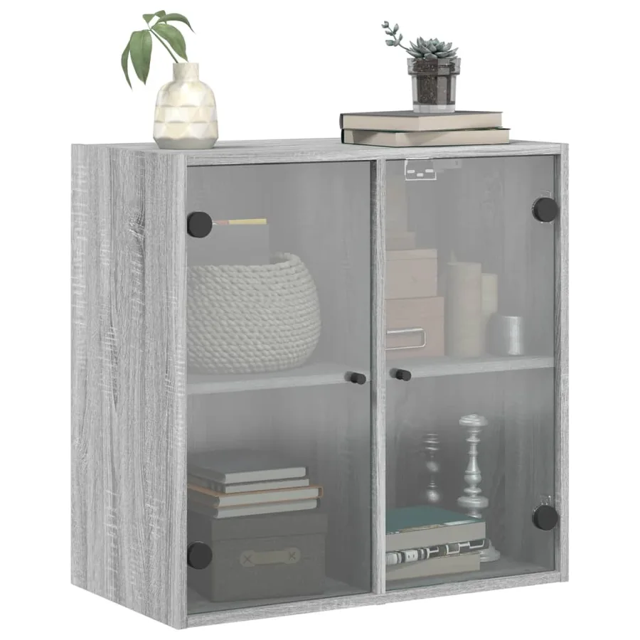 Armoire murale avec portes en verre sonoma gris 68x37x68,5 cm - 4