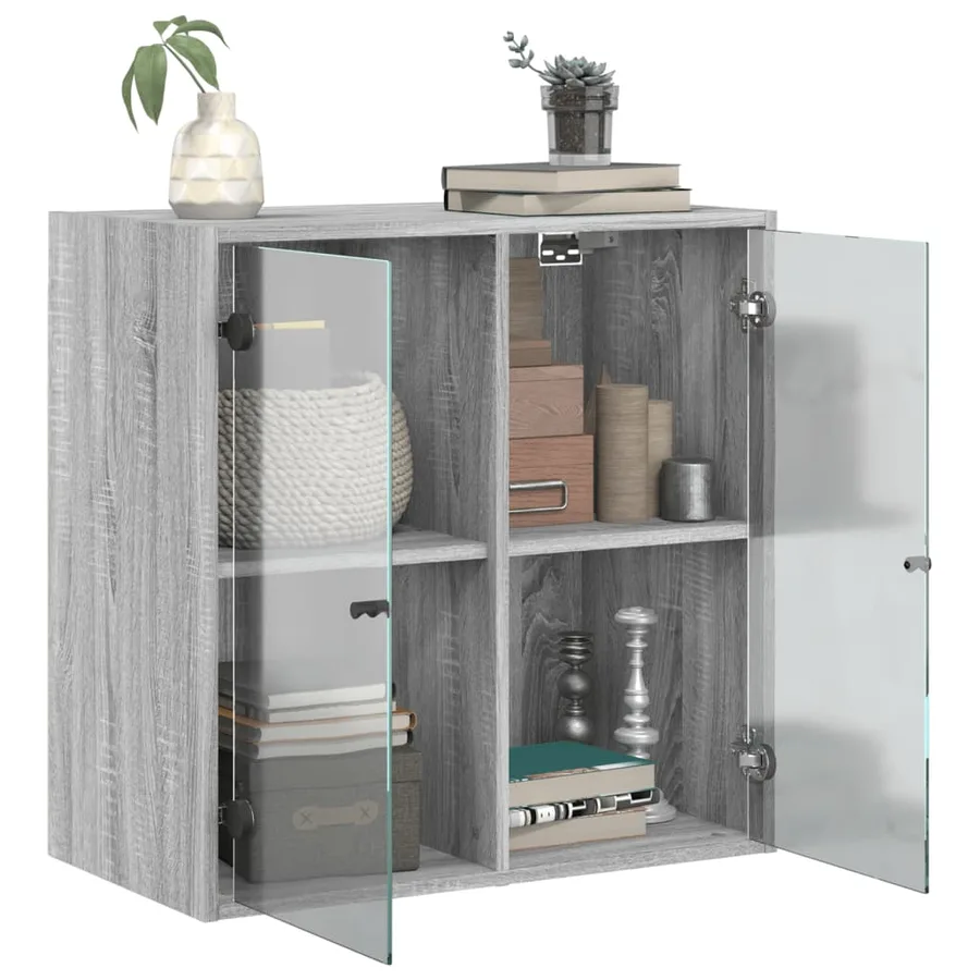 Armoire murale avec portes en verre sonoma gris 68x37x68,5 cm - 5
