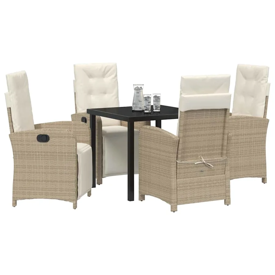 Ensemble de salle à manger pour jardin 5 pcs Beige polyrotin - 3