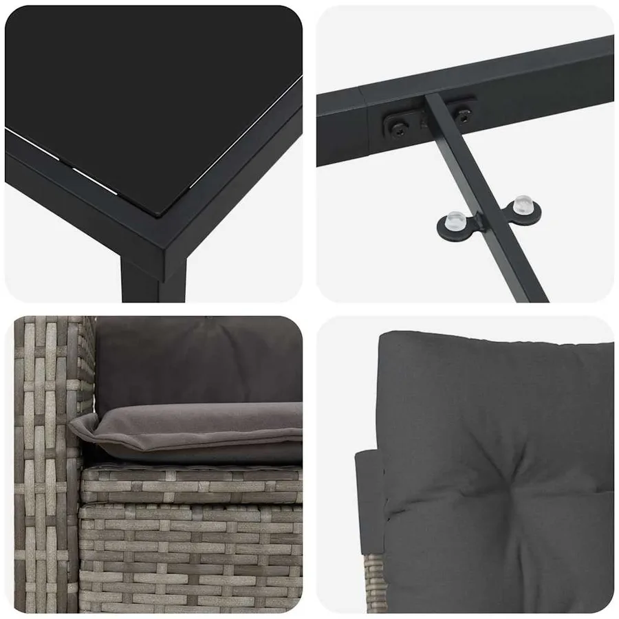 Ensemble de salle à manger pour jardin 3 pcs Gris polyrotin - 9