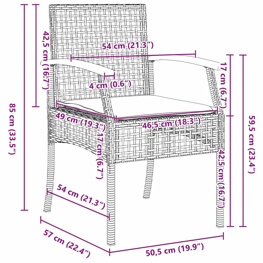 Ensemble de salle à manger pour jardin 5 pcs Noir Rotin - 8