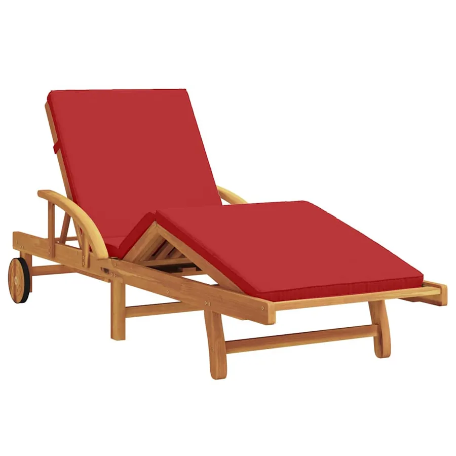 Transat Rouge 200 x 67 x 84 cm Bois d'Acacia Massif - 2