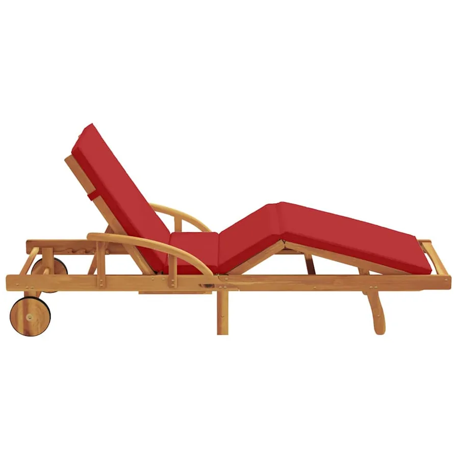 Transat Rouge 200 x 67 x 84 cm Bois d'Acacia Massif - 5