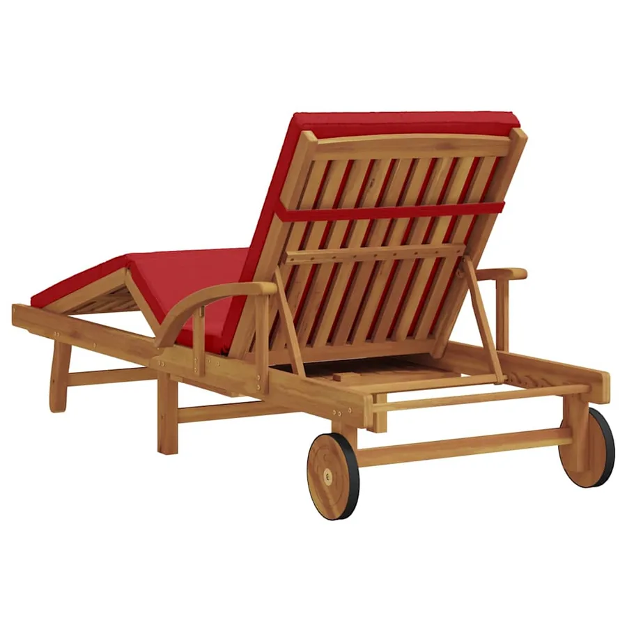 Transat Rouge 200 x 67 x 84 cm Bois d'Acacia Massif - 6