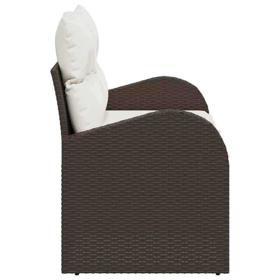 Canapé de jardin avec coussin Marron 124 x 62 x 69cm polyrotin - 4