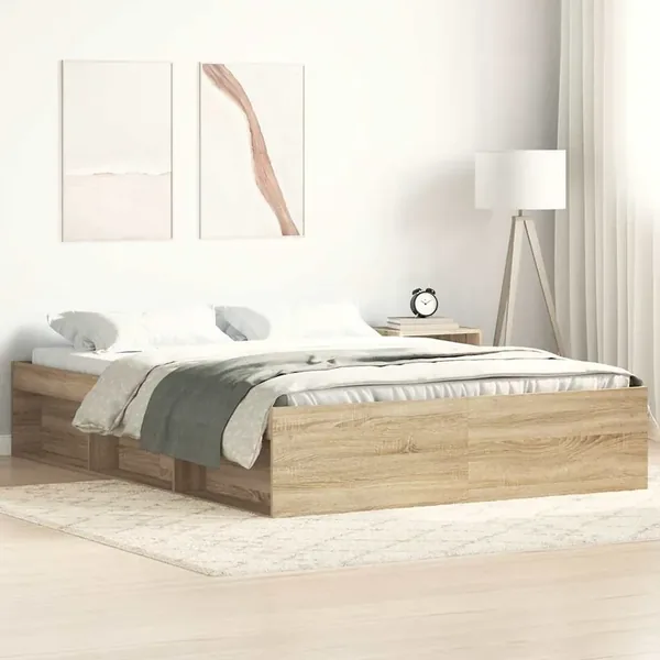 Cadre de lit sans matelas chêne sonoma 140x200 cm