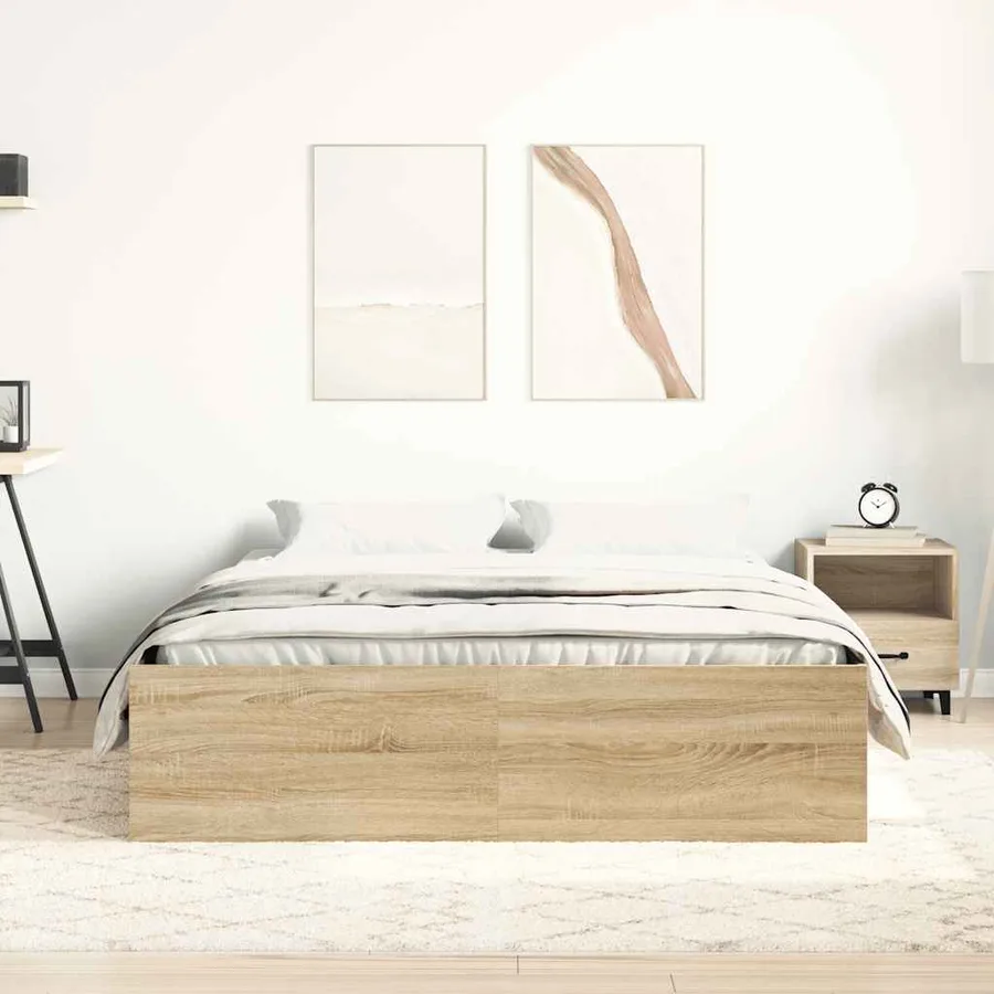 Cadre de lit sans matelas chêne sonoma 140x200 cm - 3