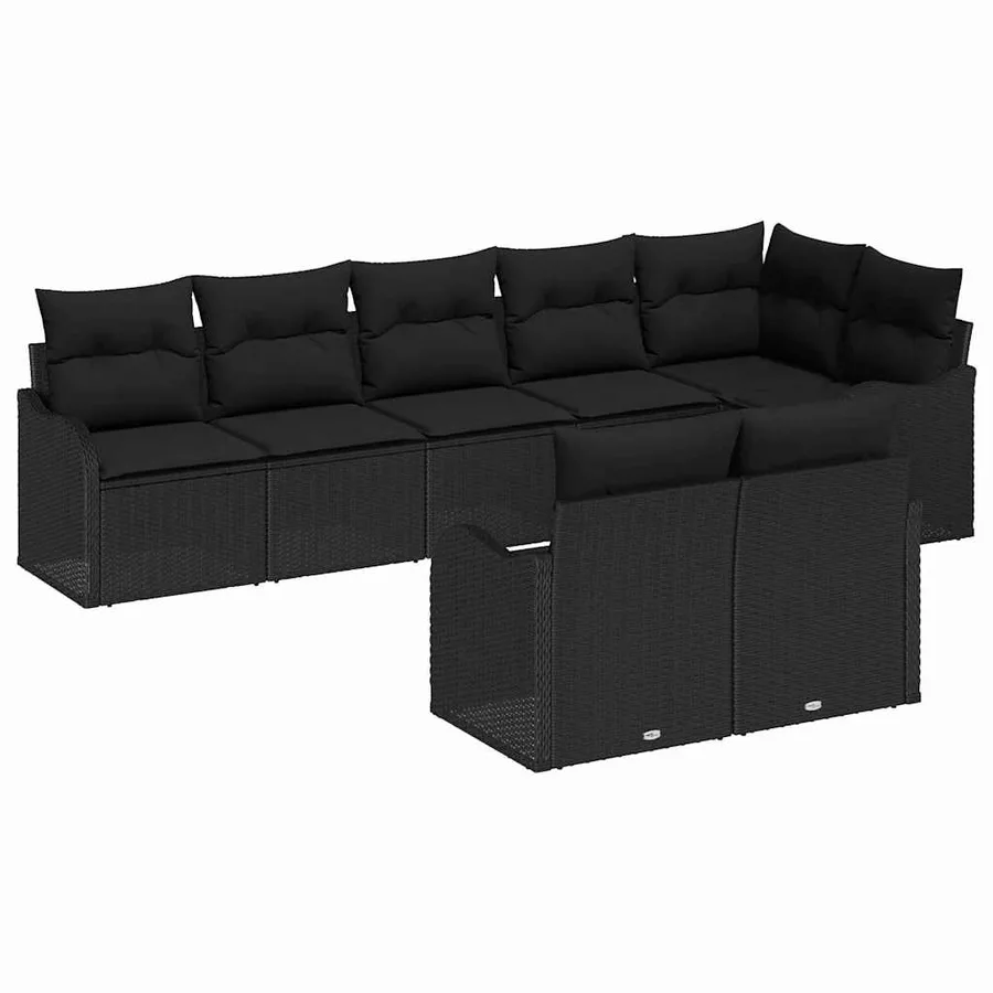 Ensemble de canapé de jardin avec stockage 8 pcs Noir polyrotin - 2