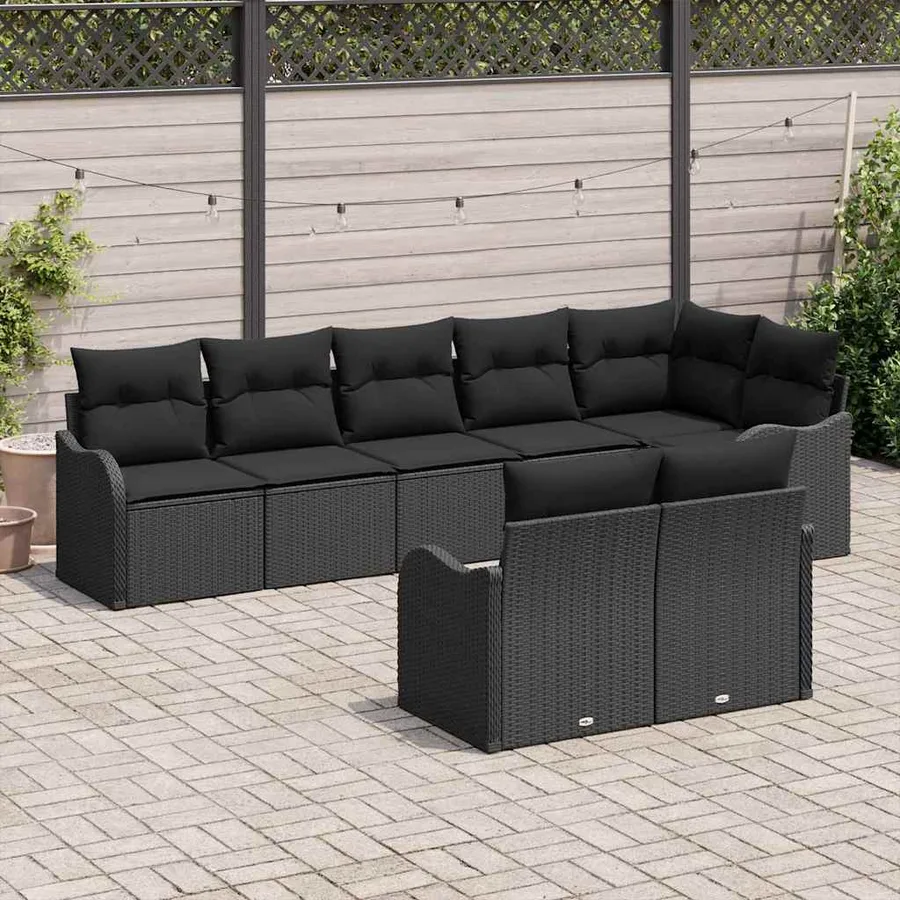 Ensemble de canapé de jardin avec stockage 8 pcs Noir polyrotin - 3