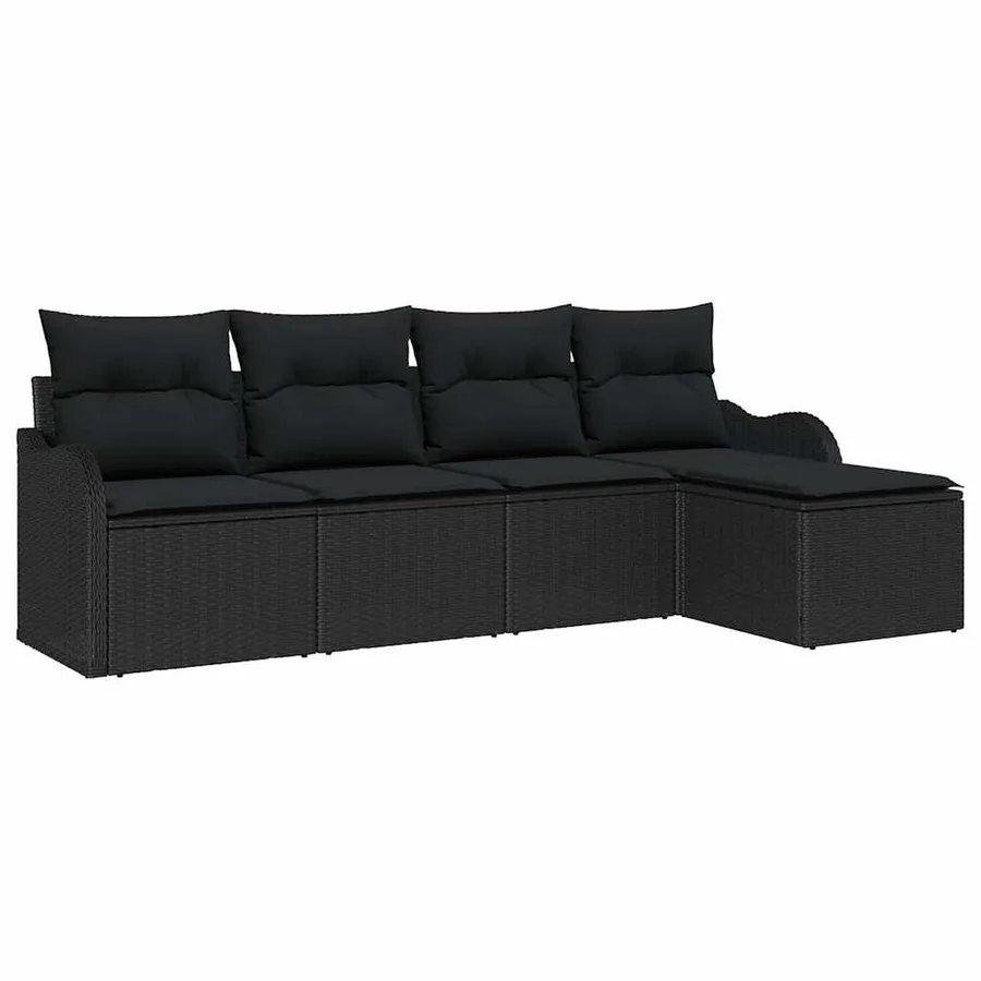 Ensemble de canapé de jardin avec stockage 5 pcs Noir polyrotin - 2