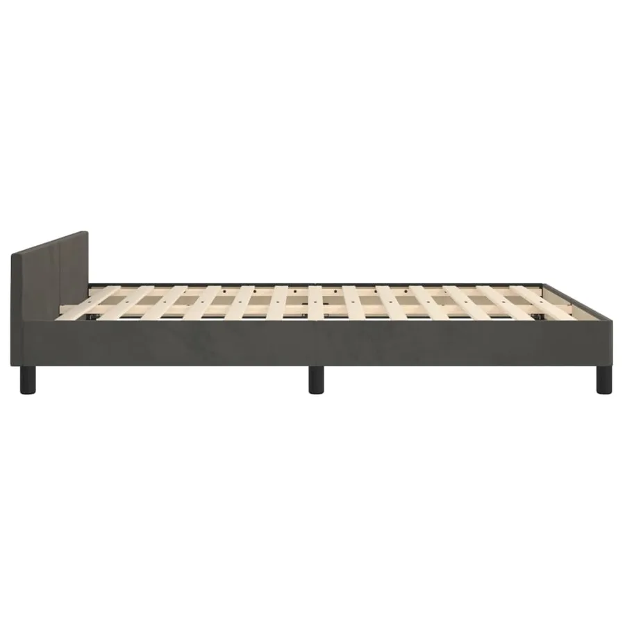 Cadre de lit sans matelas gris foncé 140x190 cm velours - 7