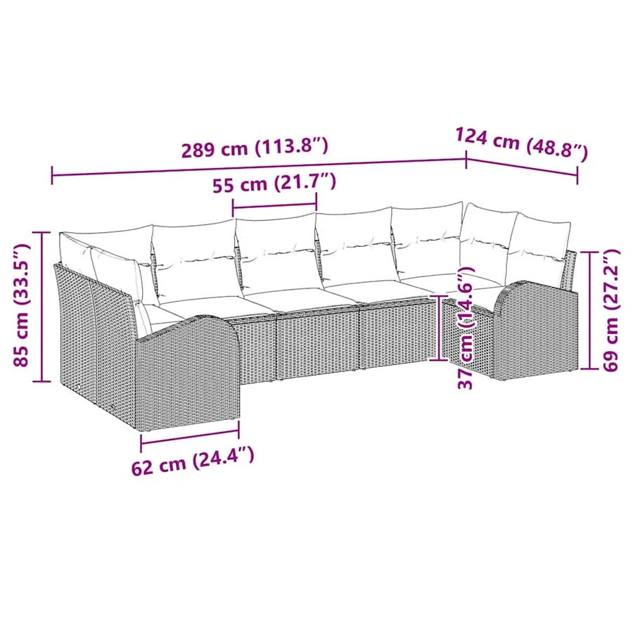 Ensemble de canapé de jardin 7 pcs Beige et blanc polyrotin - 12