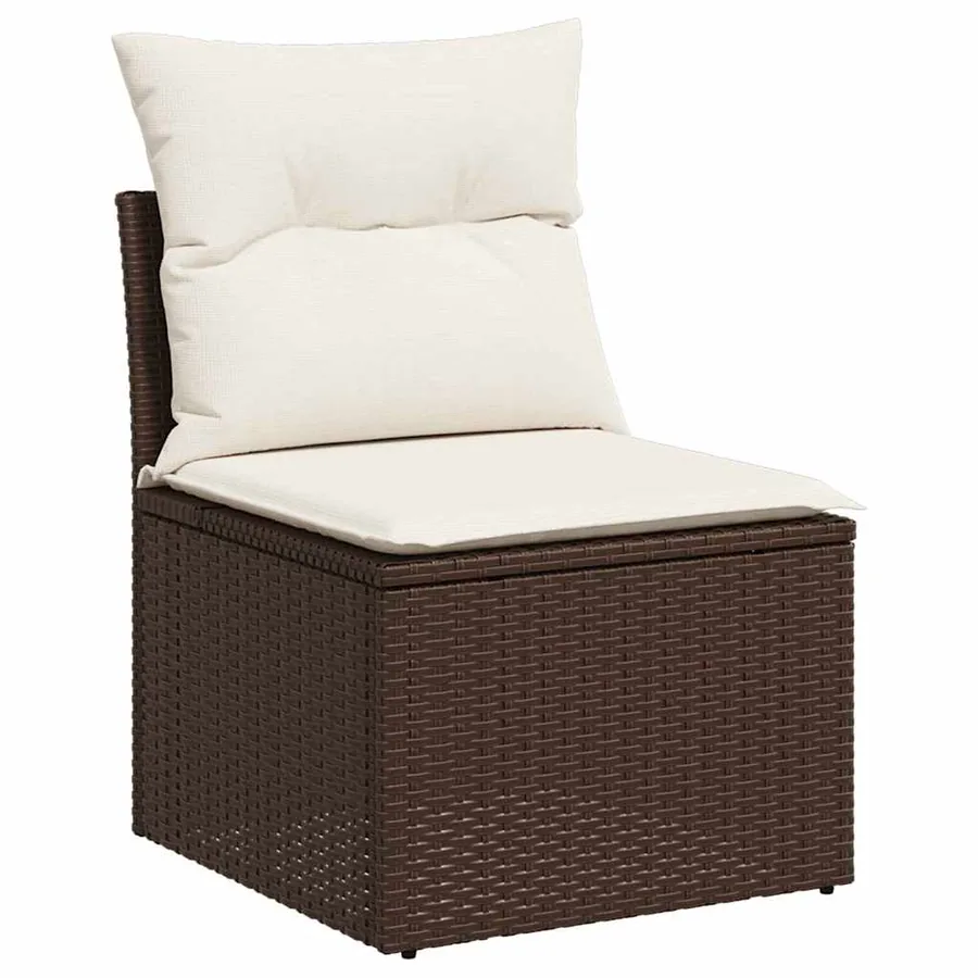 Ensemble de canapé de jardin 5 pcs Marron Poly Rattan - 5