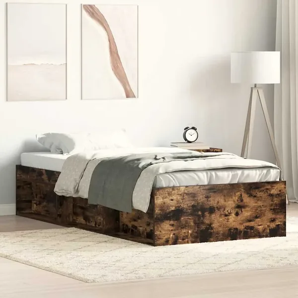 Cadre de lit sans matelas chêne fumé 90x200 cm