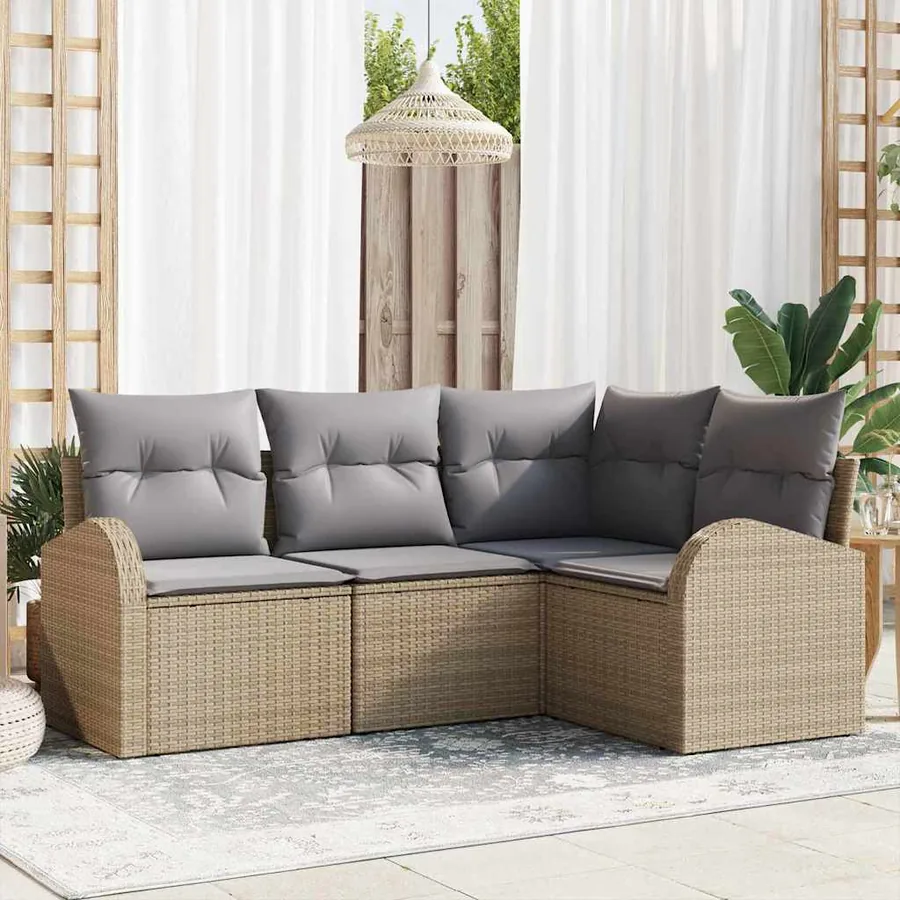 Ensemble de canapé de jardin 4 pcs Beige et Gris clair