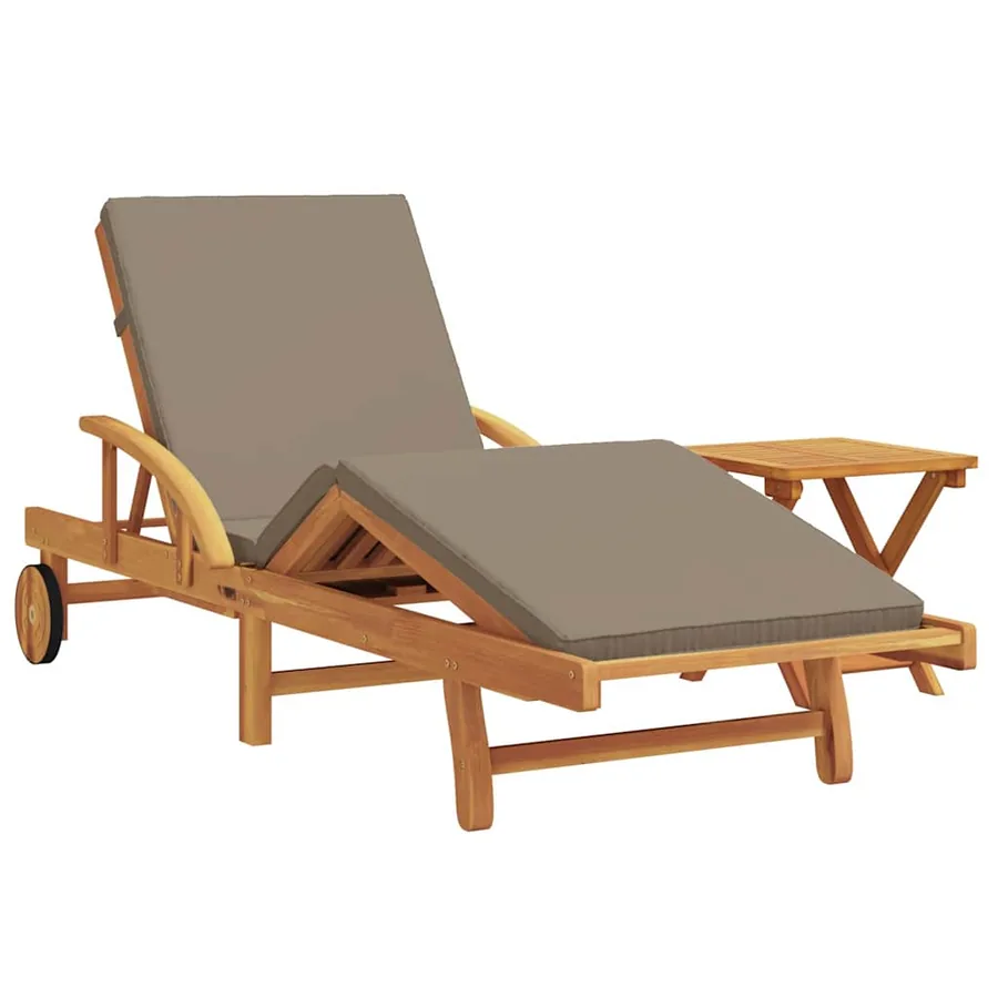 Transat 2 pcs Taupe 200 x 67 x 84 cm Bois d'Acacia Massif - 2