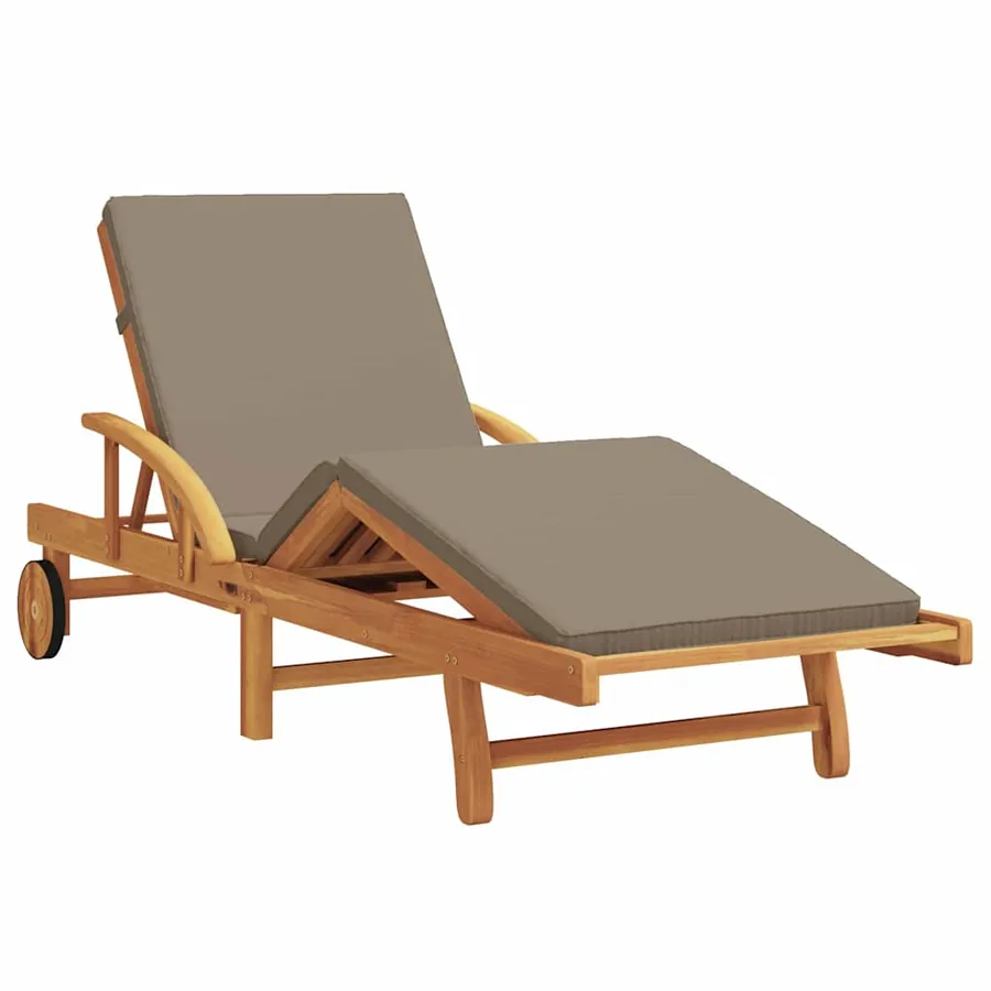 Transat 2 pcs Taupe 200 x 67 x 84 cm Bois d'Acacia Massif - 4
