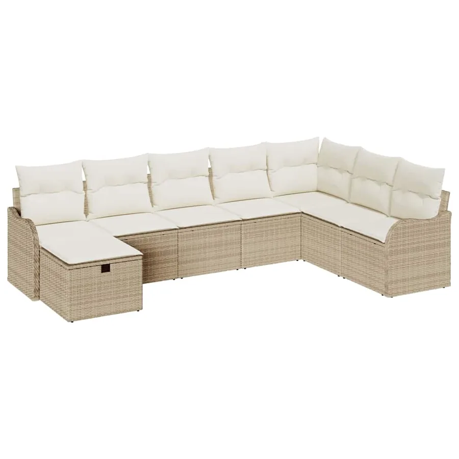 Ensemble de Canapés avec coussin 8 pcs Beige et crème polyrotin - 2