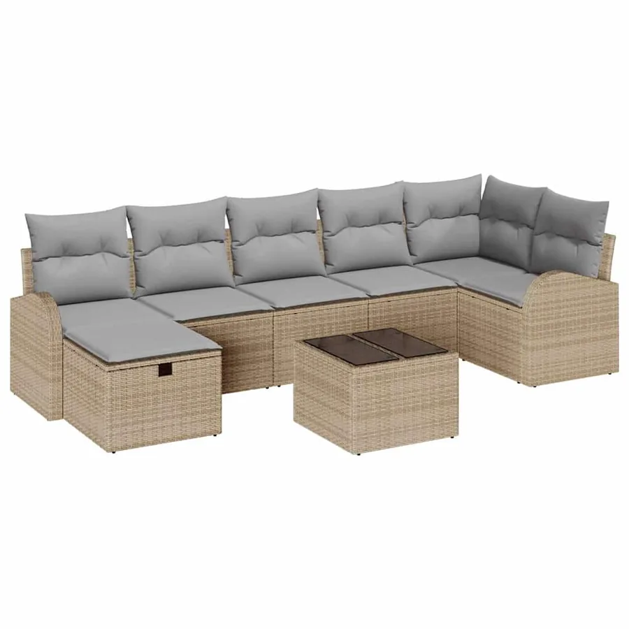 Ensemble de Canapés avec coussin Beige et Gris clair polyrotin - 2